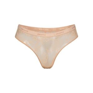 SKIMS Knit Lace Dipped Thong Clay